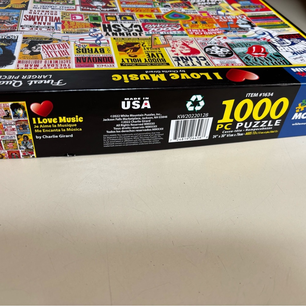 White Mountain I Love Music Puzzle - Colorful Retro Concert Posters 1000 pieces - Picture 4 of 4